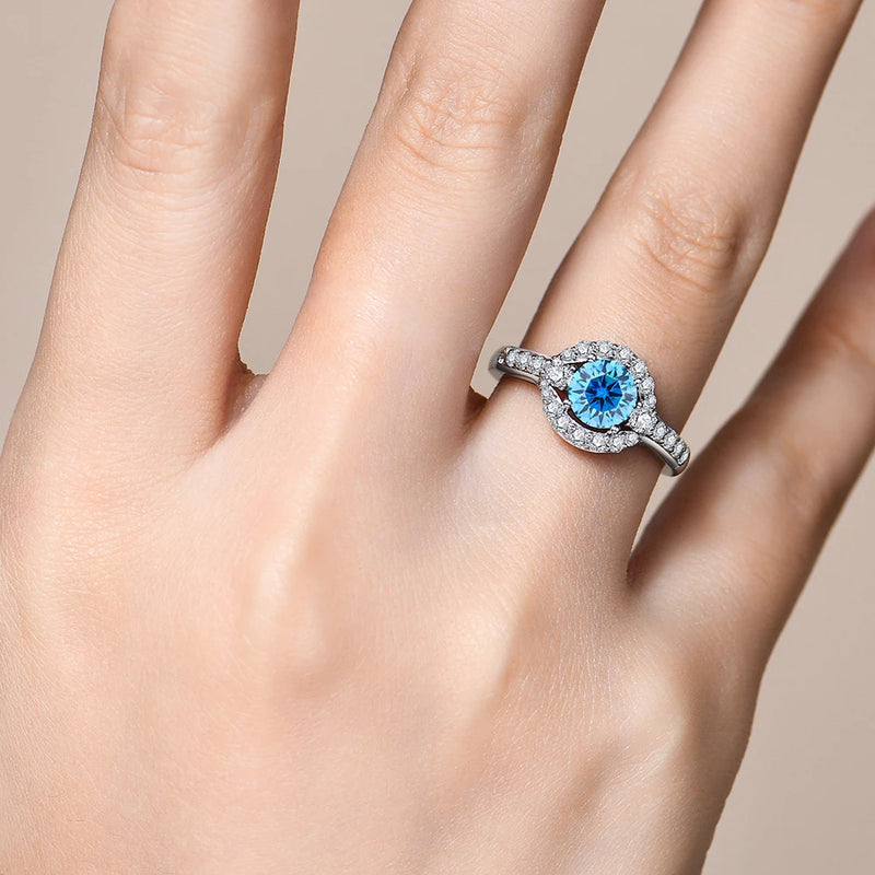 Evil Eye Blue Moissanite Ring
