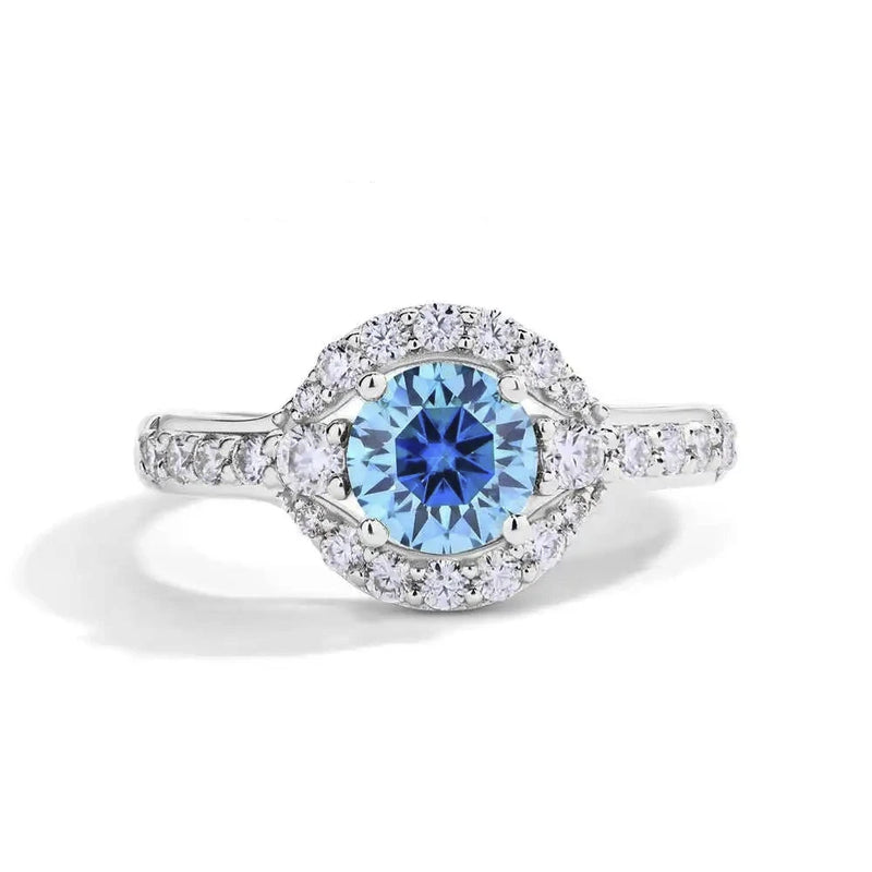 Evil Eye Blue Moissanite Ring