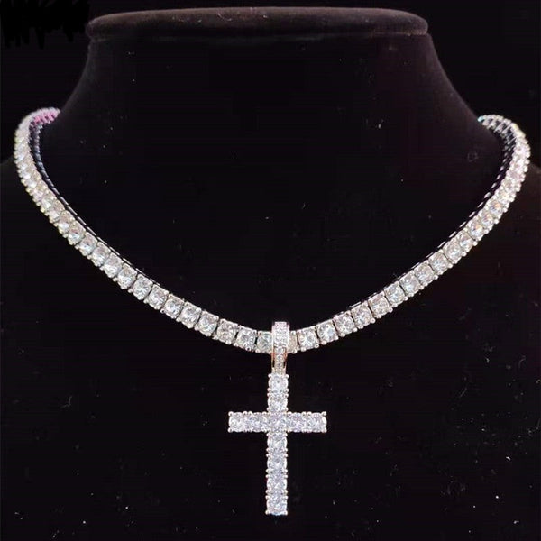 Diamond Cross Tennis Necklace