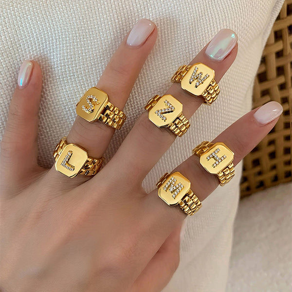 18k Gold Plated Initial Ring