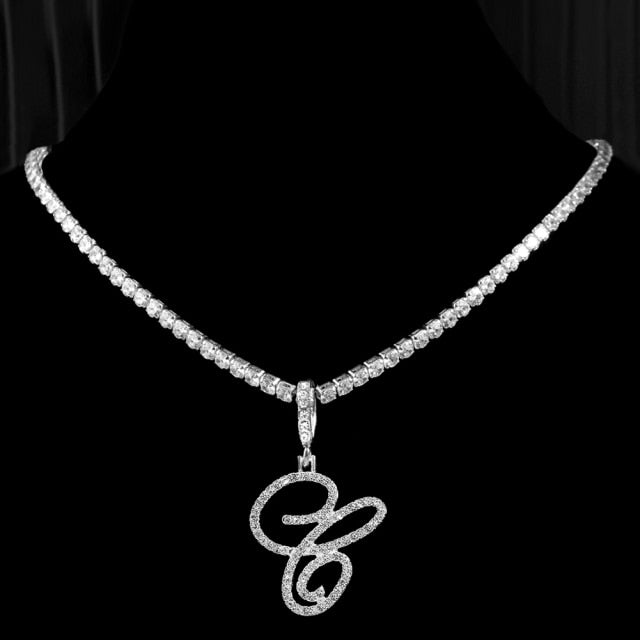 Tennis Cubic Initial Necklace