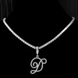 Tennis Cubic Initial Necklace