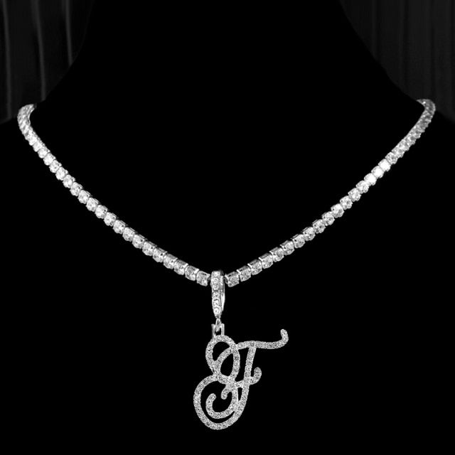 Tennis Cubic Initial Necklace