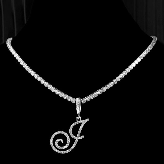 Tennis Cubic Initial Necklace