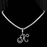 Tennis Cubic Initial Necklace