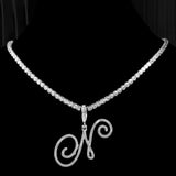 Tennis Cubic Initial Necklace