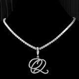 Tennis Cubic Initial Necklace