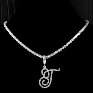 Tennis Cubic Initial Necklace